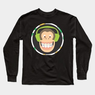 Dj Monkey with Headphones Long Sleeve T-Shirt